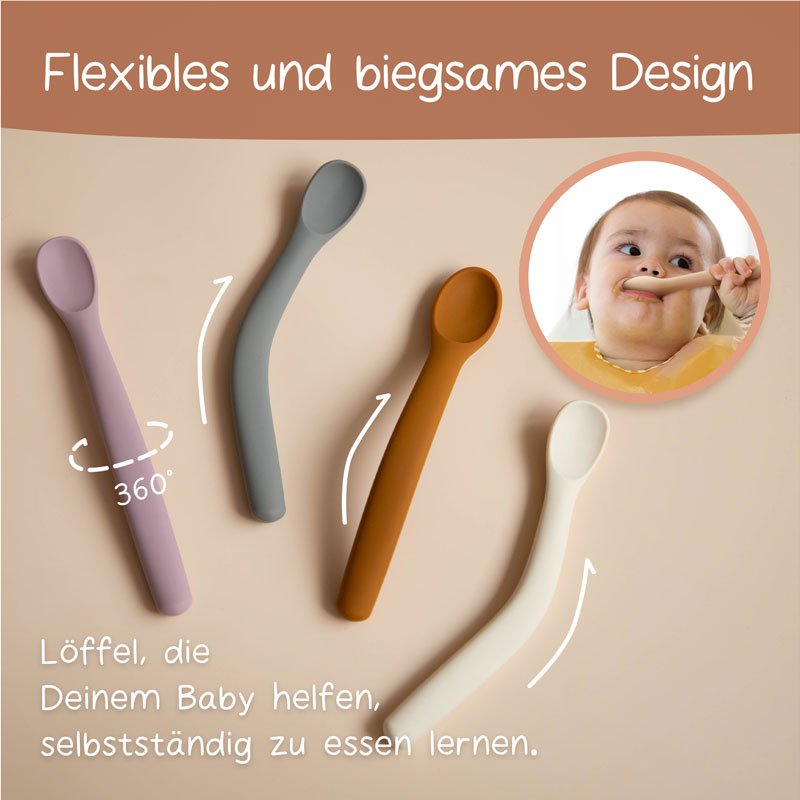 Moonkie.de-Blitzverkauf: Silikon-Fütterungslöffel (erdige Farbharmonie)-SP-03-3