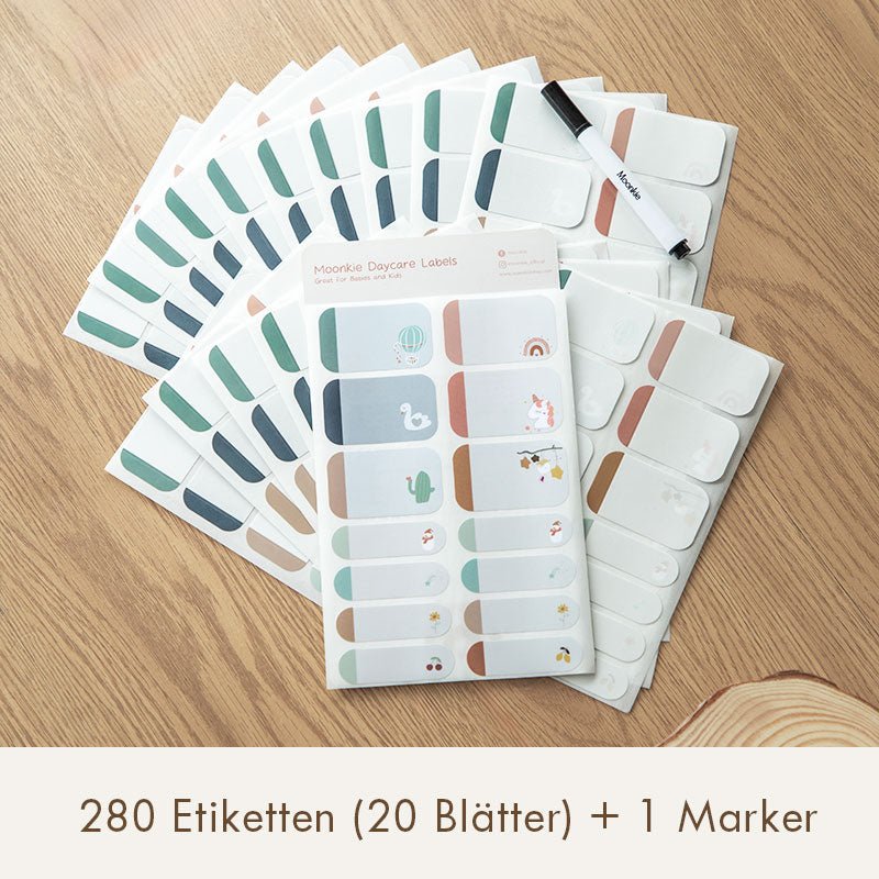 Moonkie.de-Etiketten für Kindertagesstätten-280 Etiketten + 1 Marker-LBL-3-6