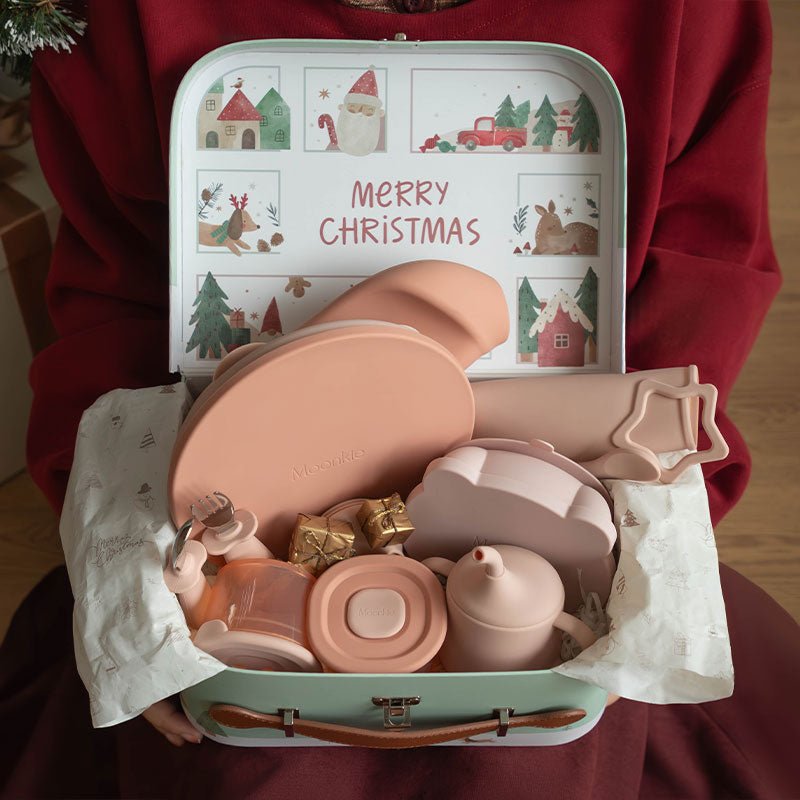 Moonkie.de-First Bites Geschenkset (Rosa/Gedämpft)-Luxe Box Geschenkset-FB-04-18