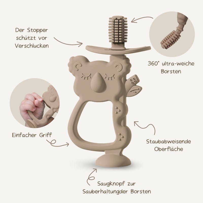 Moonkie.de-2-in-1 Koala Beißring-Warmes Taupe-TT-K05-13