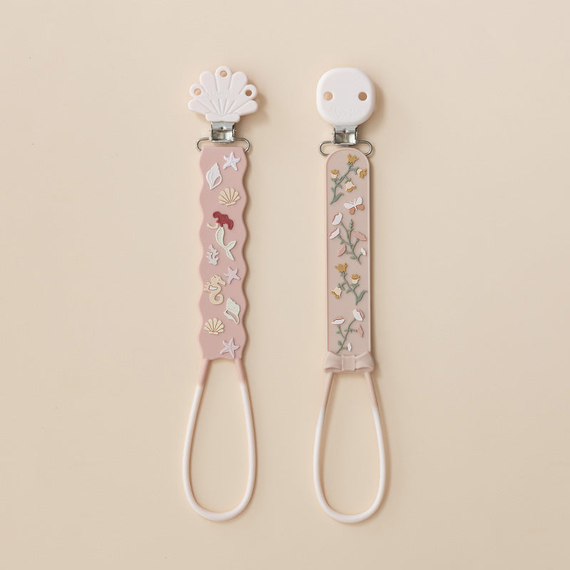 Schnullerketten-Set aus Silikon ohne Perlen (2er-Pack)