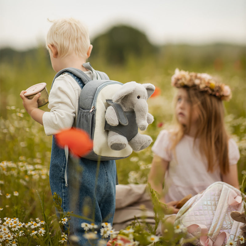 Moonkie Hug & Go™ Duo – Elefanten-Rucksack & Dinosaurier-Plüschtier