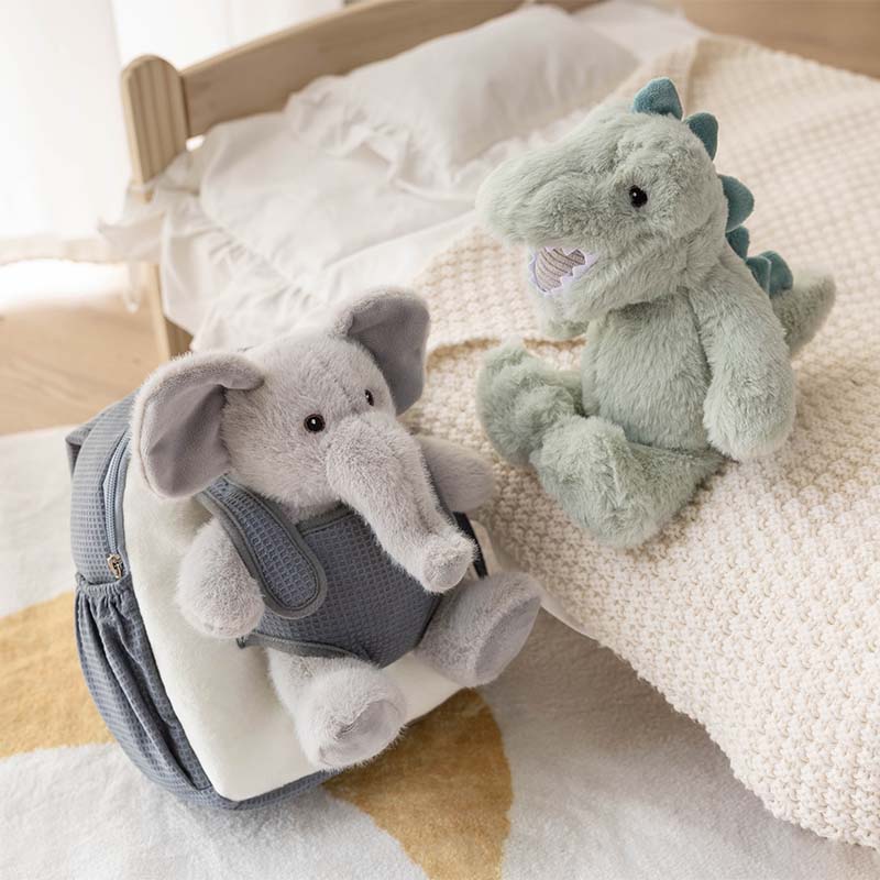 Moonkie Hug & Go™ Duo – Elefanten-Rucksack & Dinosaurier-Plüschtier