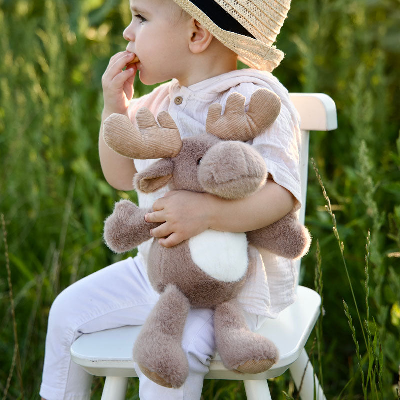 Moonkie Hug & Go™ Duo – Highland-Rind-Rucksack & Rentier-Plüschtier