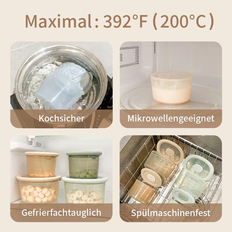 Moonkie.de-Babynahrungsbehälter aus Silikon-8oz*8er Pack+2 löffel-PFC-04-21