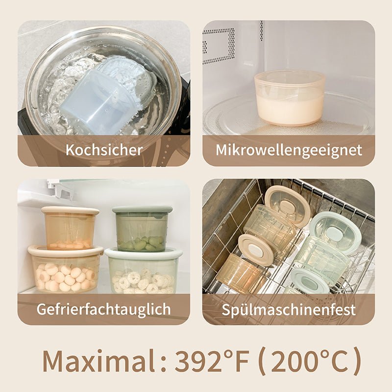Moonkie.de-Babynahrungsbehälter aus Silikon-8oz*8er Pack+2 löffel-PFC-04-22