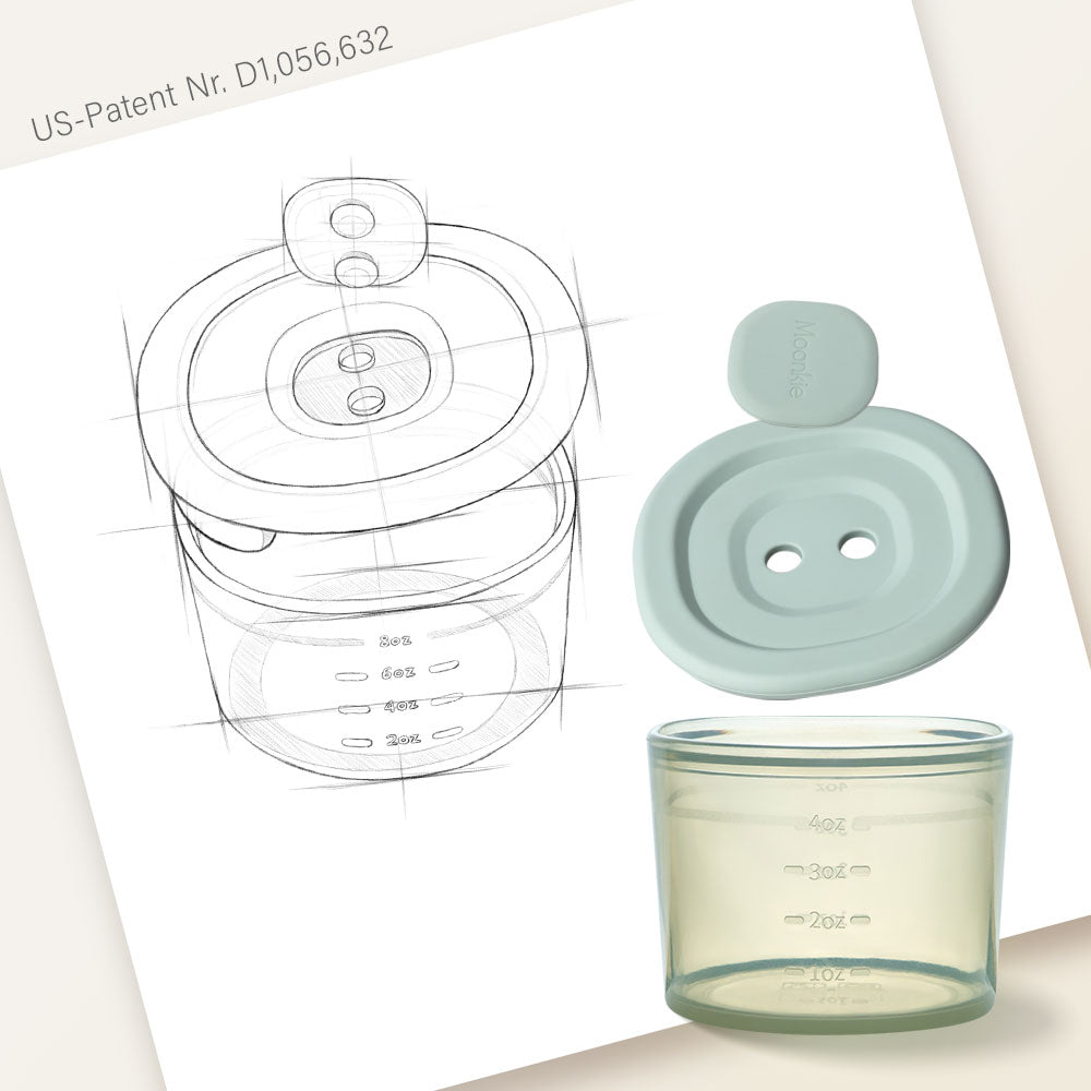 Moonkie.de-Babynahrungsbehälter aus Silikon-8oz*8er Pack+2 löffel-PFC-04-23