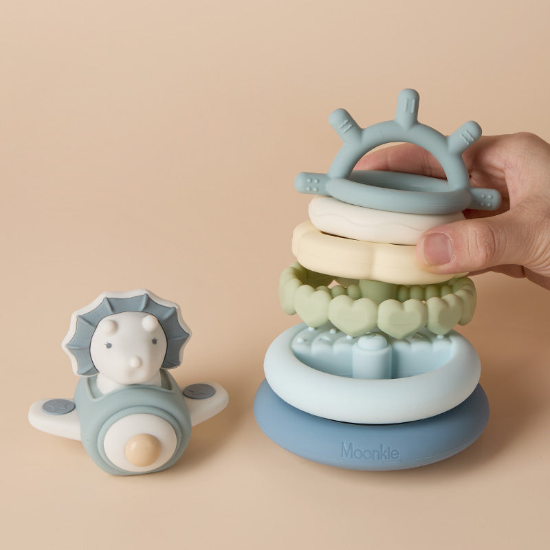 Moonkie.de-Dino / Bunny Stapelbare Beißringe-Dino-SR-3-5