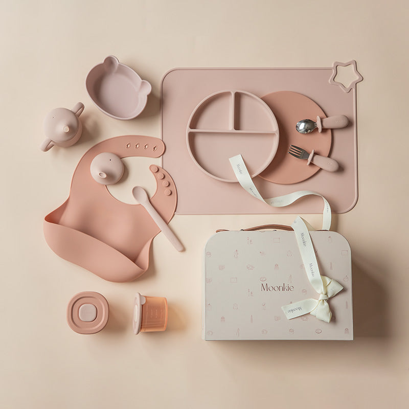 Moonkie.de-First Bites Geschenkset (Rosa/Gedämpft)-Luxe Box Geschenkset-FB-04-1