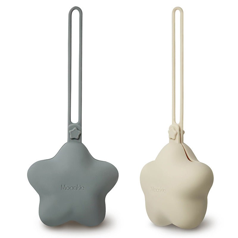 Moonkie.de-Schnullerhalter aus Silikon-Grau/Treibender Sand-PCH-4-8