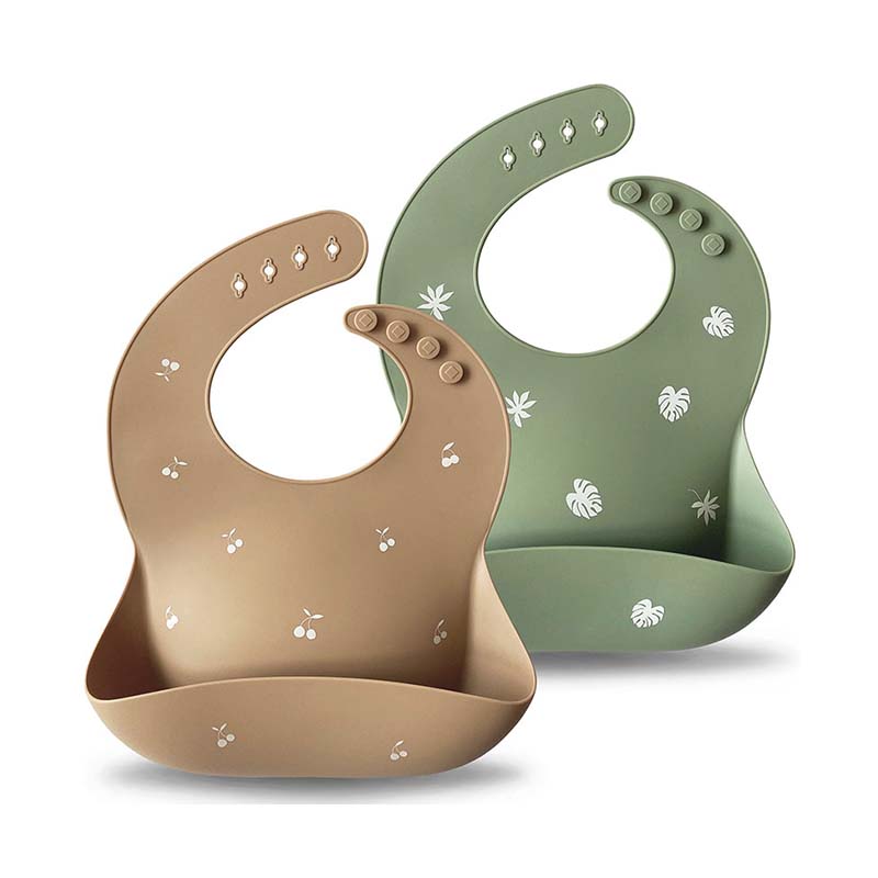 Moonkie.de-Silikon-Baby-Lätzchen - 2er-Pack-Äther/Salbei-SKU-Bib-004-12