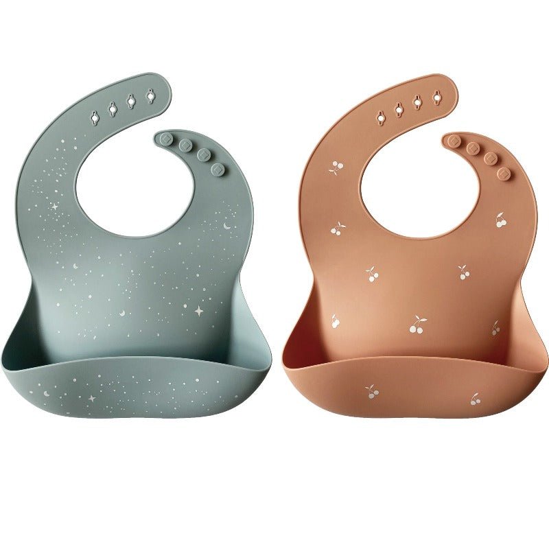Moonkie.de-Silikon-Baby-Lätzchen - 2er-Pack-Äther/Salbei-SKU-Bib-004-15