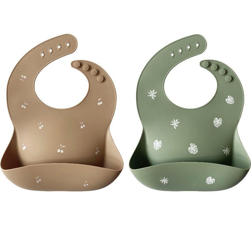 Moonkie.de-Silikon-Baby-Lätzchen - 2er-Pack-Äther/Salbei-SKU-Bib-004-16