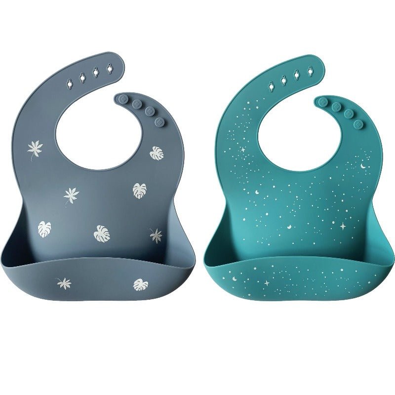 Moonkie.de-Silikon-Baby-Lätzchen - 2er-Pack-Äther/Salbei-SKU-Bib-004-17