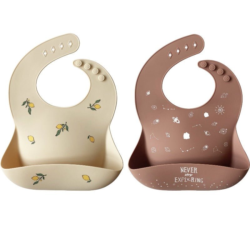 Moonkie.de-Silikon-Baby-Lätzchen - 2er-Pack-Äther/Salbei-SKU-Bib-004-18