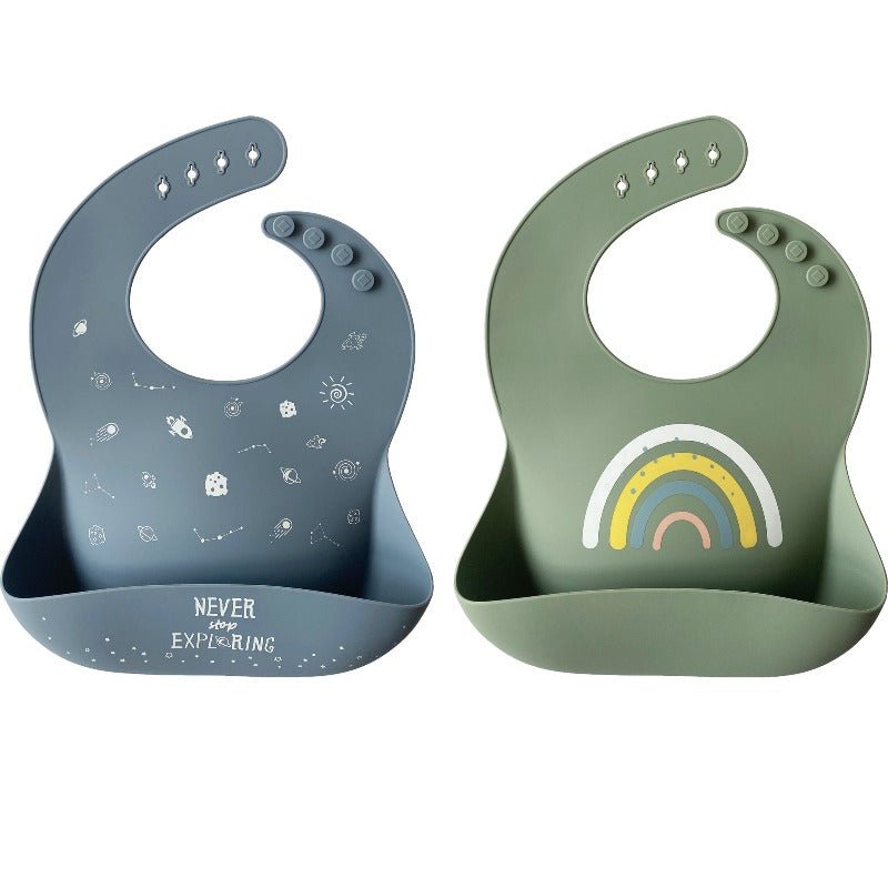 Moonkie.de-Silikon-Baby-Lätzchen - 2er-Pack-Äther/Salbei-SKU-Bib-004-19