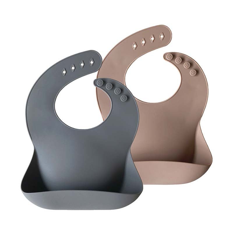 Moonkie.de-Silikon-Baby-Lätzchen - 2er-Pack-Dunkelgrau/Warmes Taupe-Moonkie-Bib-002-6