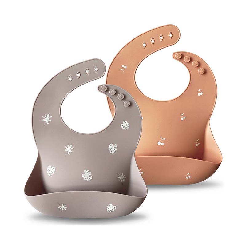 Moonkie.de-Silikon-Baby-Lätzchen - 2er-Pack-Gedämpft/Misty Purple-SKU-Bib-007-11