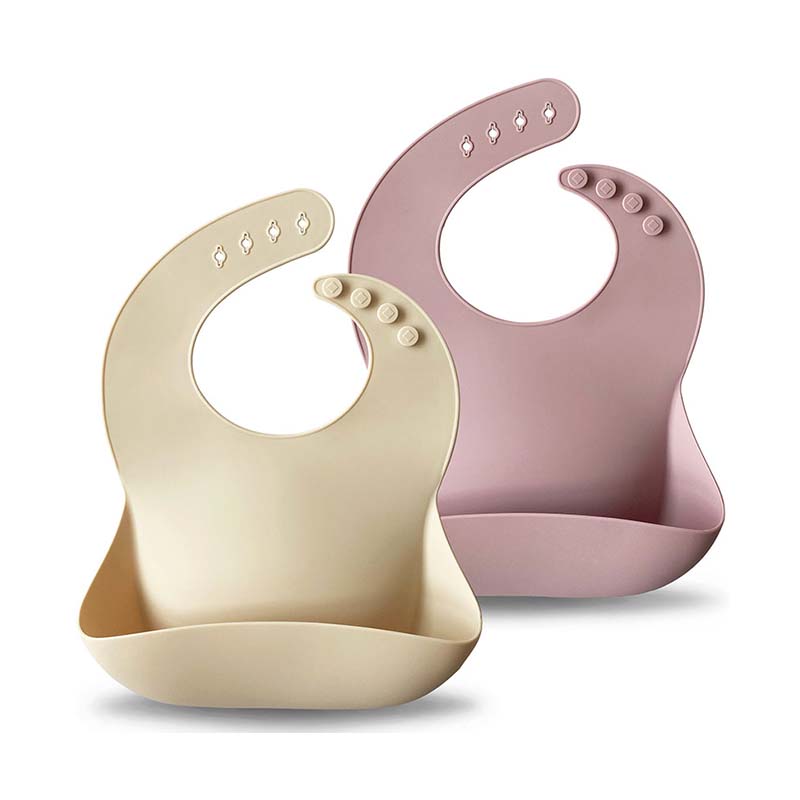 Moonkie.de-Silikon-Baby-Lätzchen - 2er-Pack-Hellmauve/Treibsand-SKU-Bib-005-14