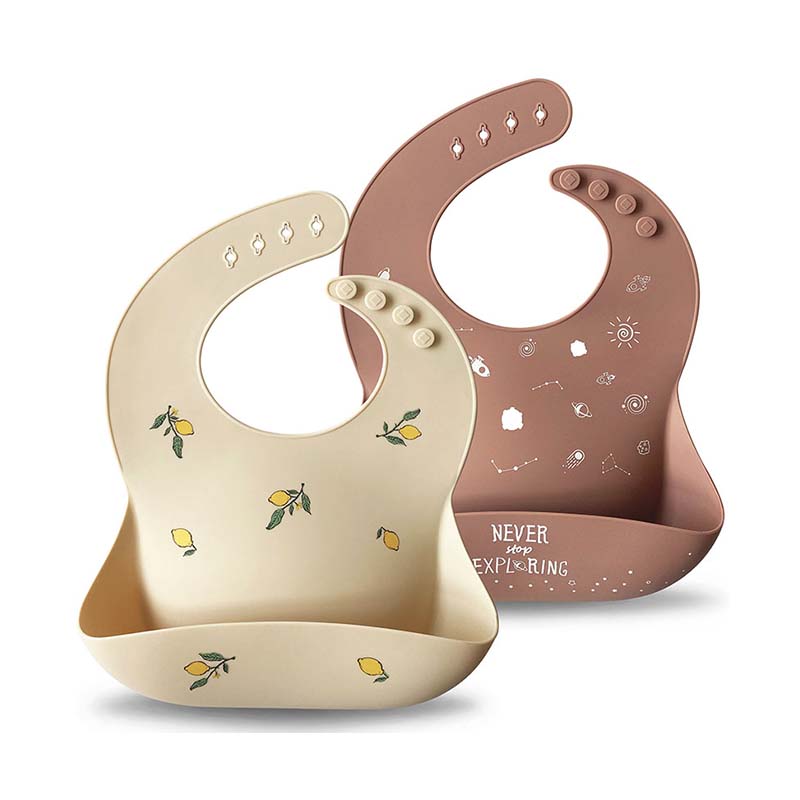 Moonkie.de-Silikon-Baby-Lätzchen - 2er-Pack-Treibsand/Burlwood-SKU-Bib-025-13
