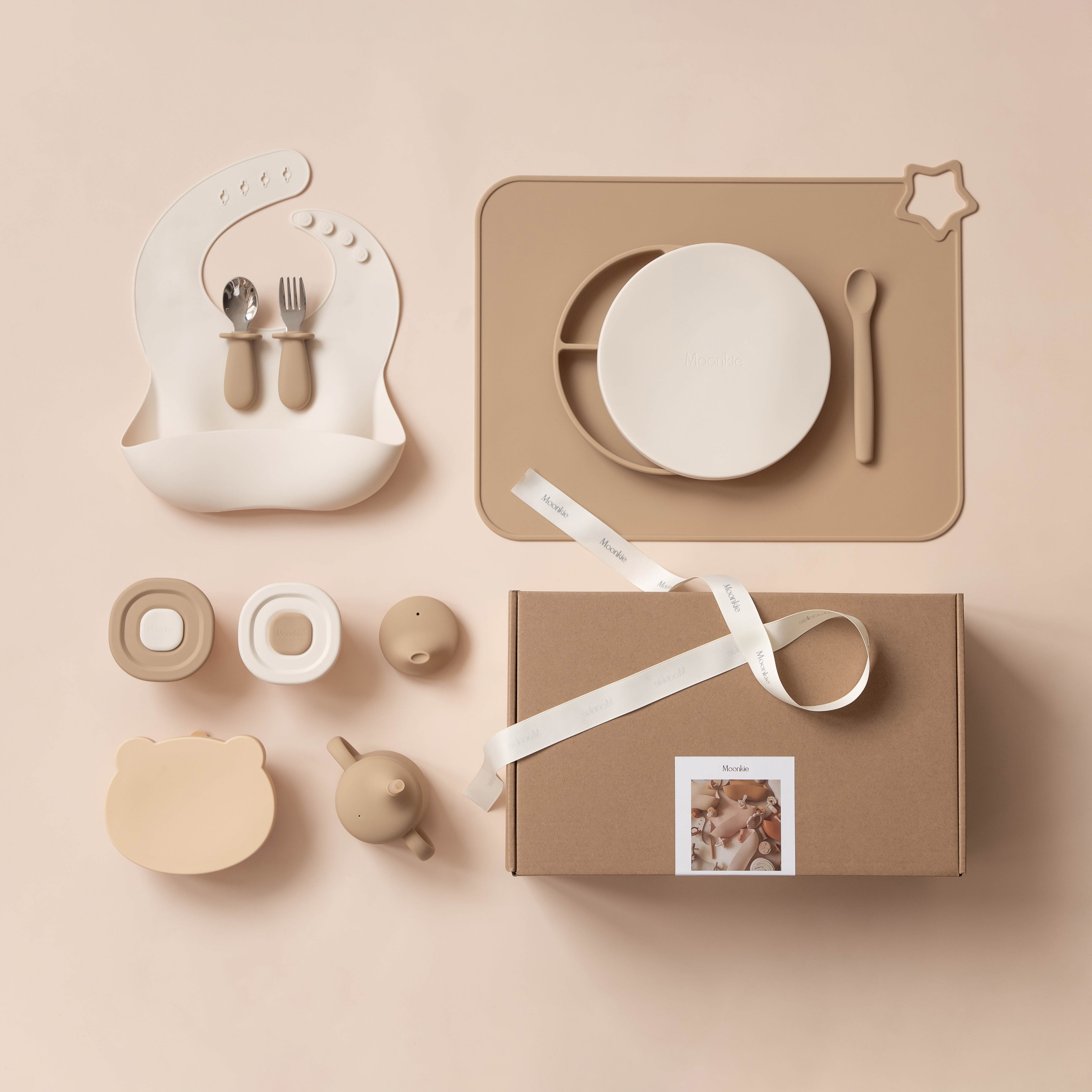 Moonkie.de-Blitzverkauf: Personalisiertes First Bites Geschenkset (Croissant/Elfenbein)-FB-02-1