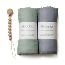 Moonkie.de-Musselin Wickeldecke (helles Seegrün/Passatwinde)-SKU-SB-02-1